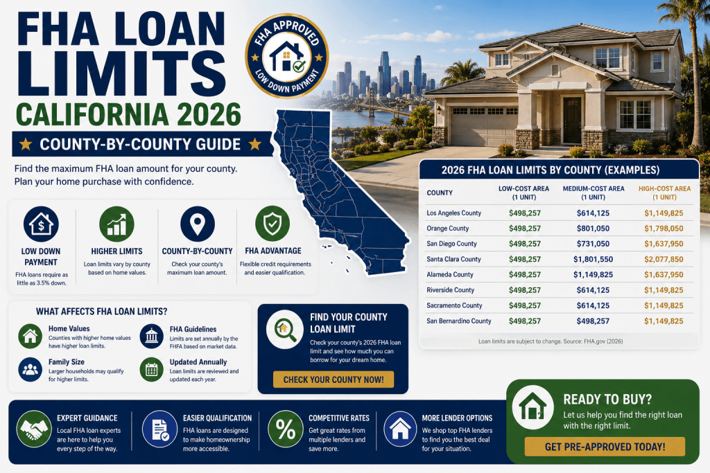 FHA Loan Limits California 2026 — County-by-County Guide