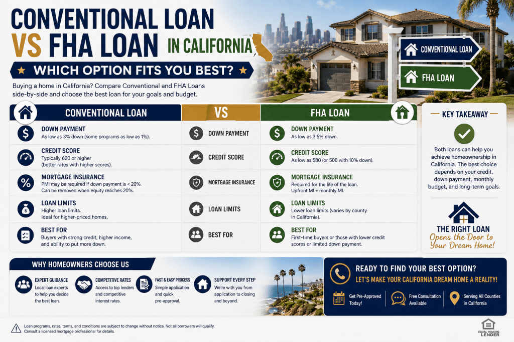 Conventional Loan vs FHA Loan in California — Which Option Fits You Best?